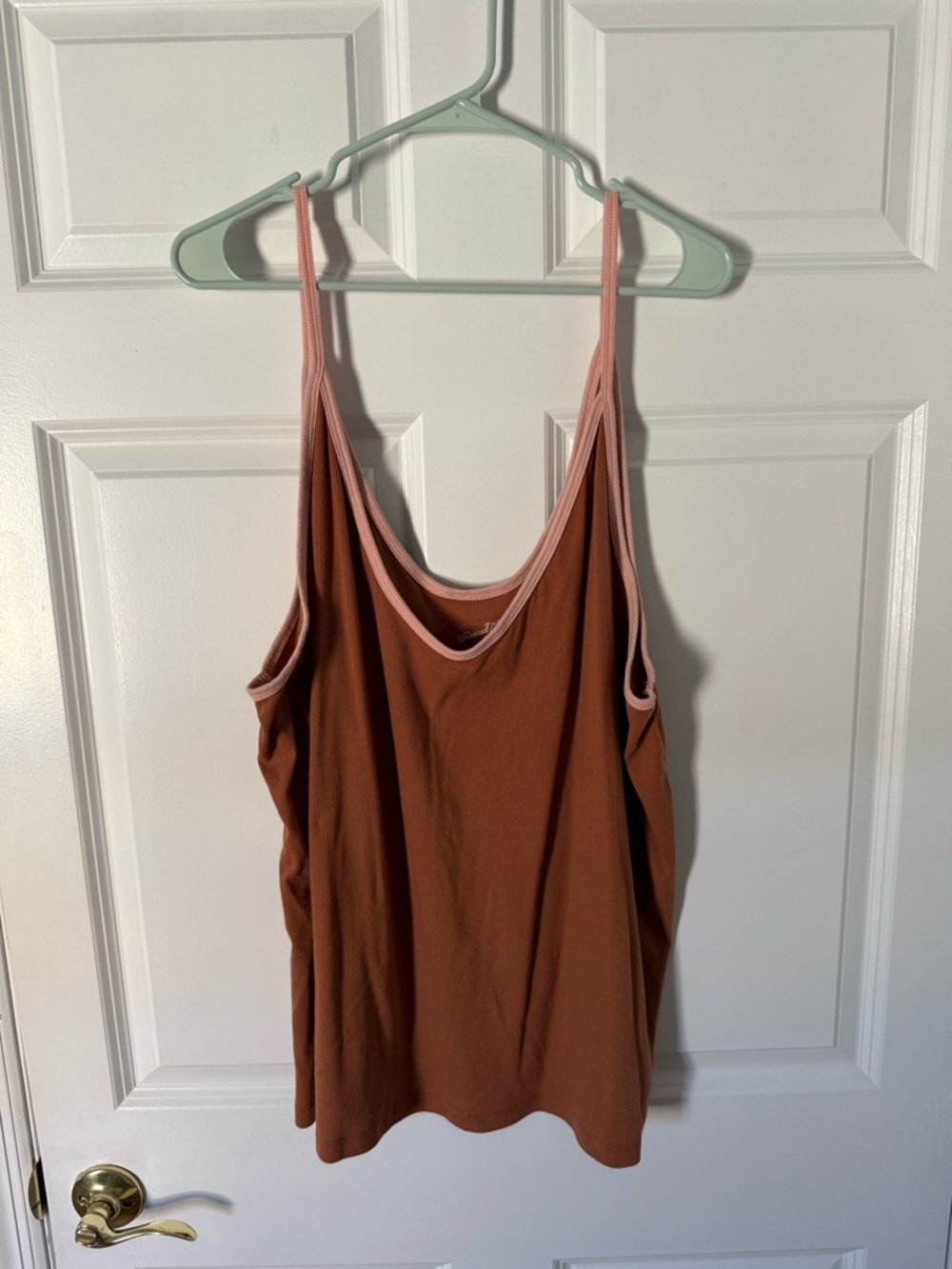 Universal Thread Rust-Colored Spaghetti Strap Tank with Pink Trim